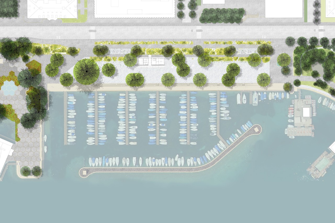 Umgebungsplan Hafenpromenade Enge Siegerprojekt PORTO STRETTO (Plan: ARGE Schmid Kuhn Landschaftsarchitekten, Zürich)